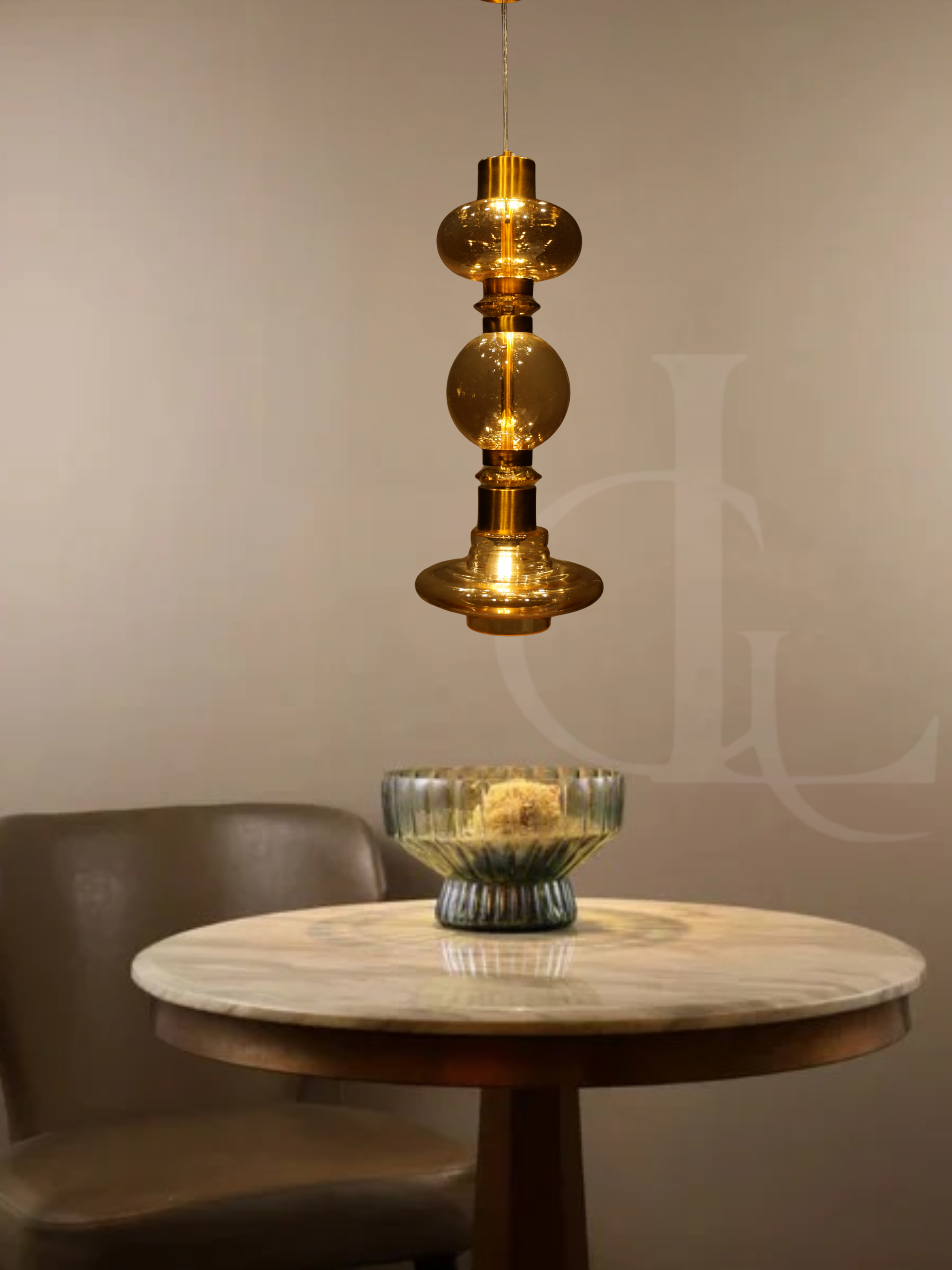 Amber Echo (Glass, Gold) Hanging Light